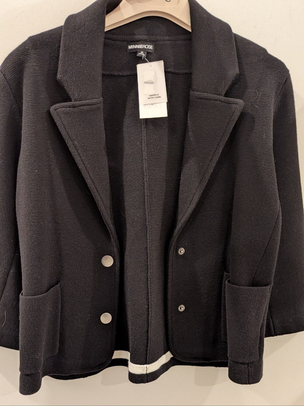 Classic Black Knit Blazer Jacket - Women's